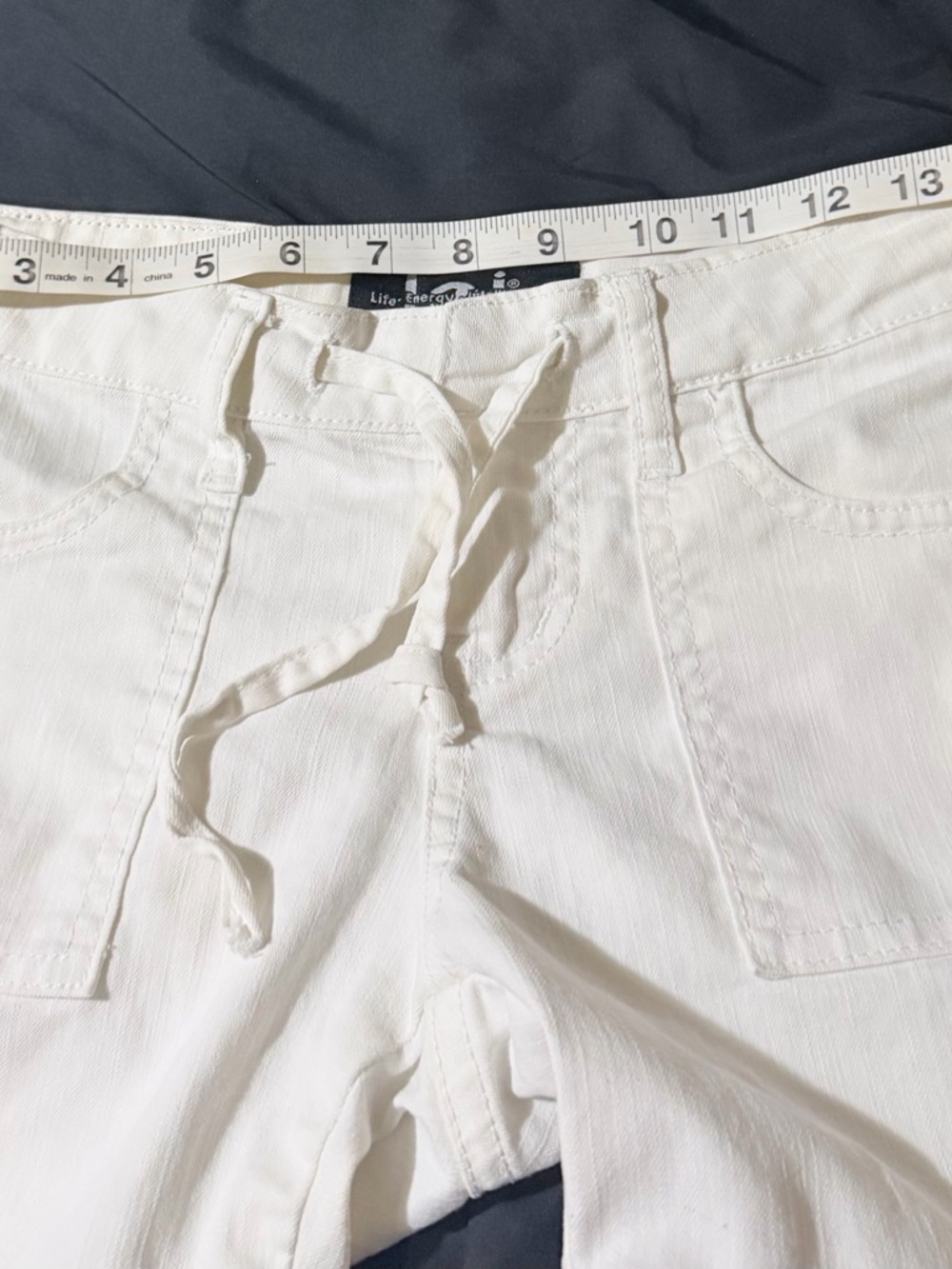 White Women's Drawstring Utility Shorts - Picture 8 of 10